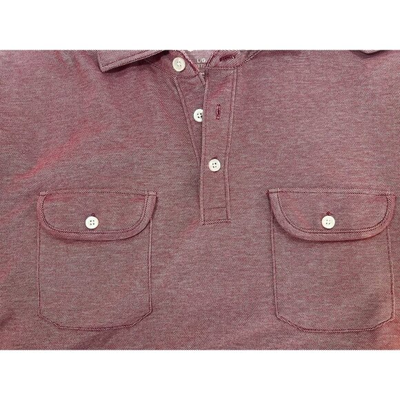 Haggar Mens Fitted Red Polo Shirt With two Button Pockets Size Large short Sleev - Picture 4 of 6